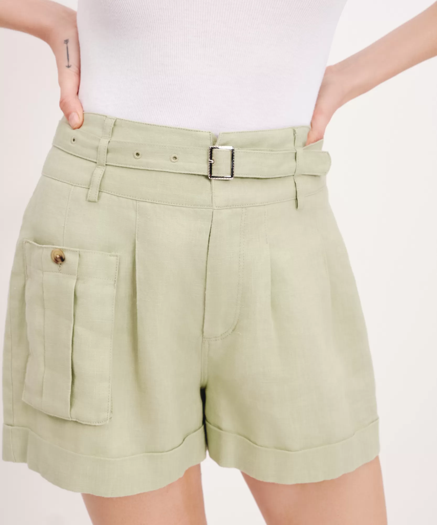 Women ATM Anthony Thomas Melillo Skirts & Shorts | Heavyweight Linen High Waisted Shorts -