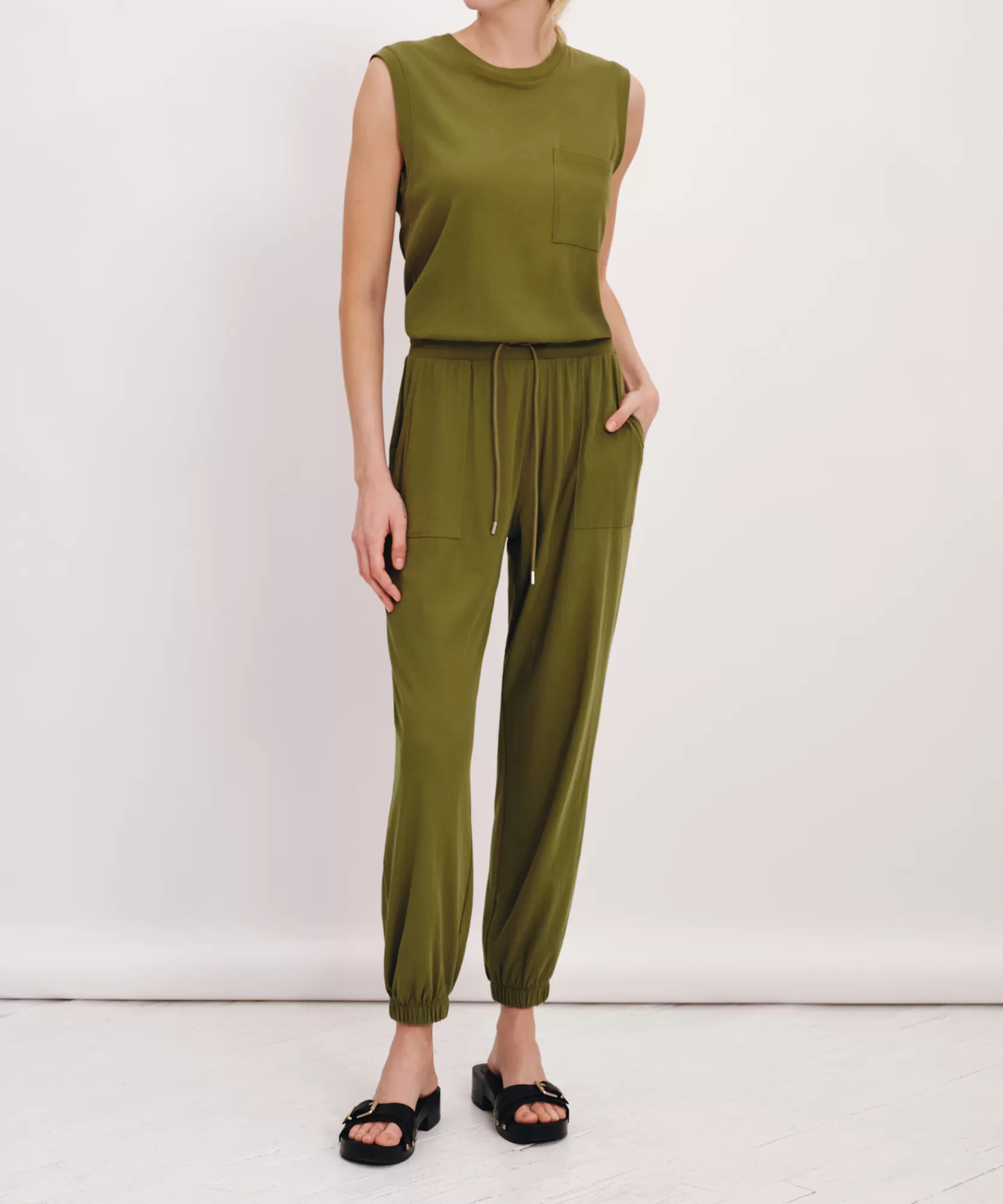 Women ATM Anthony Thomas Melillo Pants & Jumpsuits | High Torsion Sleeveless Jumpsuit -