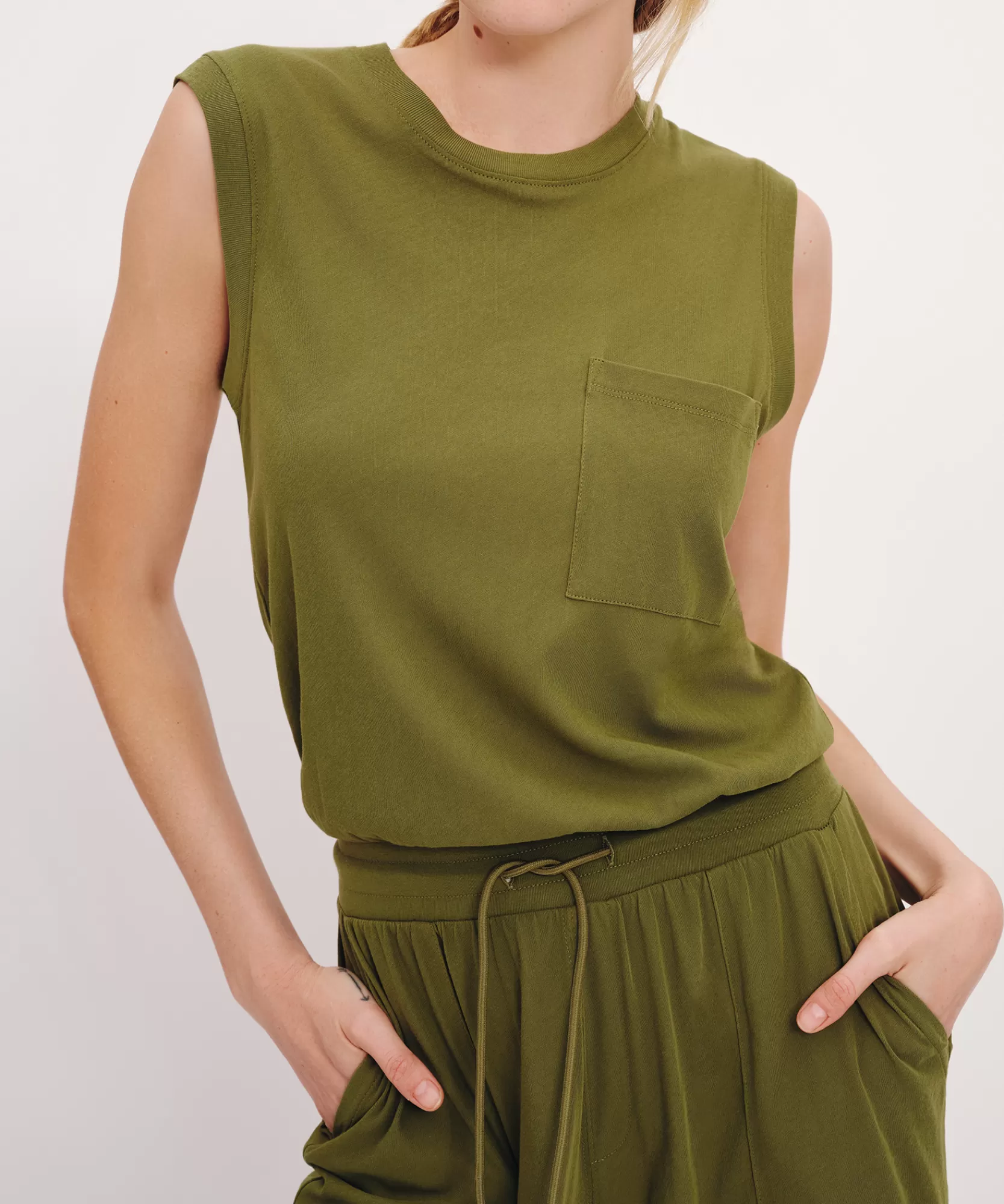 Women ATM Anthony Thomas Melillo Pants & Jumpsuits | High Torsion Sleeveless Jumpsuit -