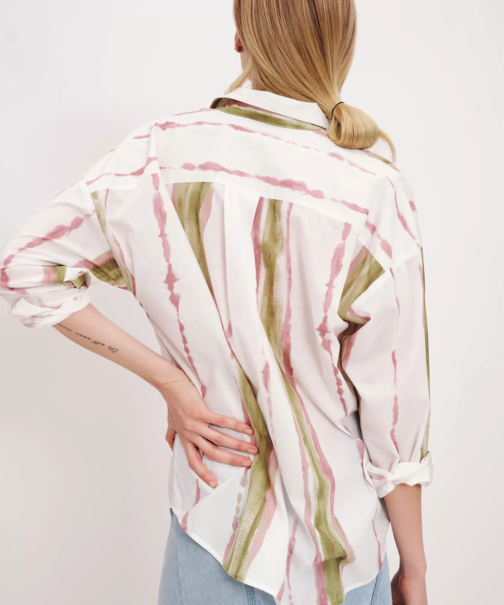 Women ATM Anthony Thomas Melillo Tops & Jersey Shirts | Lightweight Shirting With Paintstroke Boyfriend Shirt -