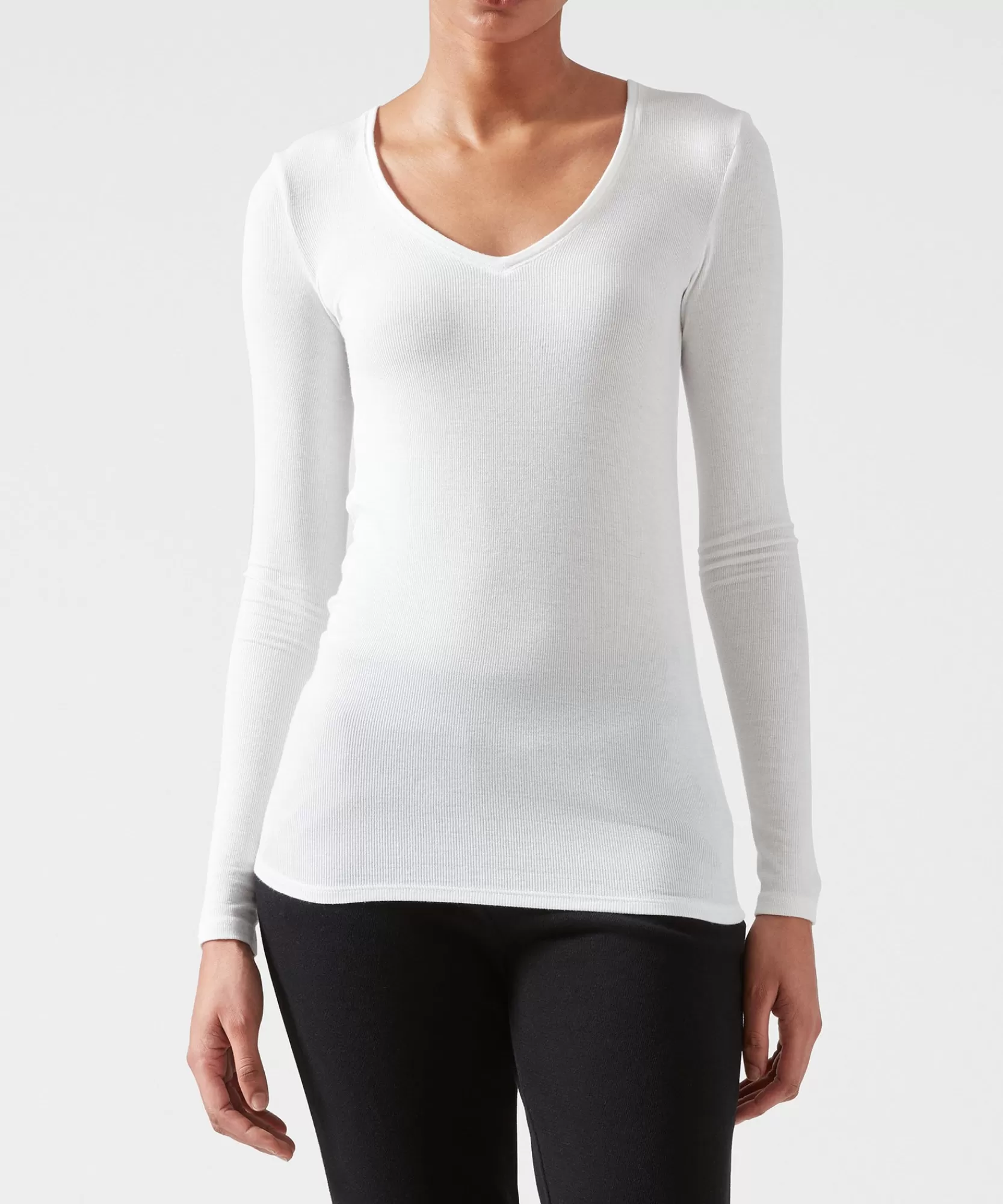 Women ATM Anthony Thomas Melillo Tops & Jersey Shirts | T-Shirts | Modal Rib Long Sleeve V-Neck Tee -