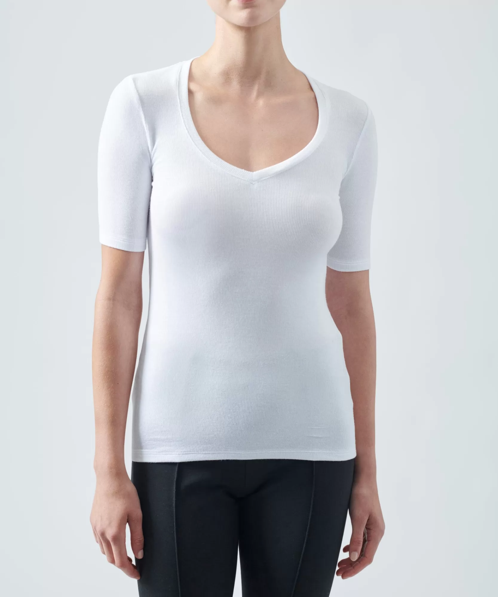 Women ATM Anthony Thomas Melillo Tops & Jersey Shirts | T-Shirts | Modal Rib Short Sleeve V-Neck Tee -