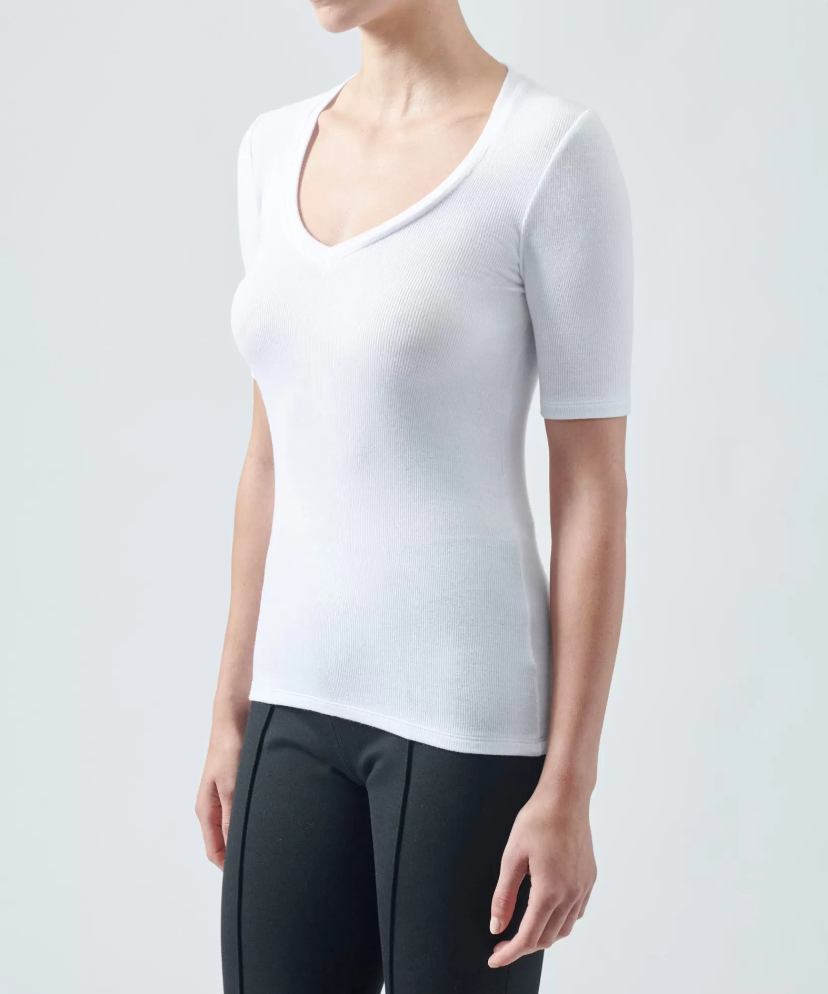 Women ATM Anthony Thomas Melillo Tops & Jersey Shirts | T-Shirts | Modal Rib Short Sleeve V-Neck Tee -