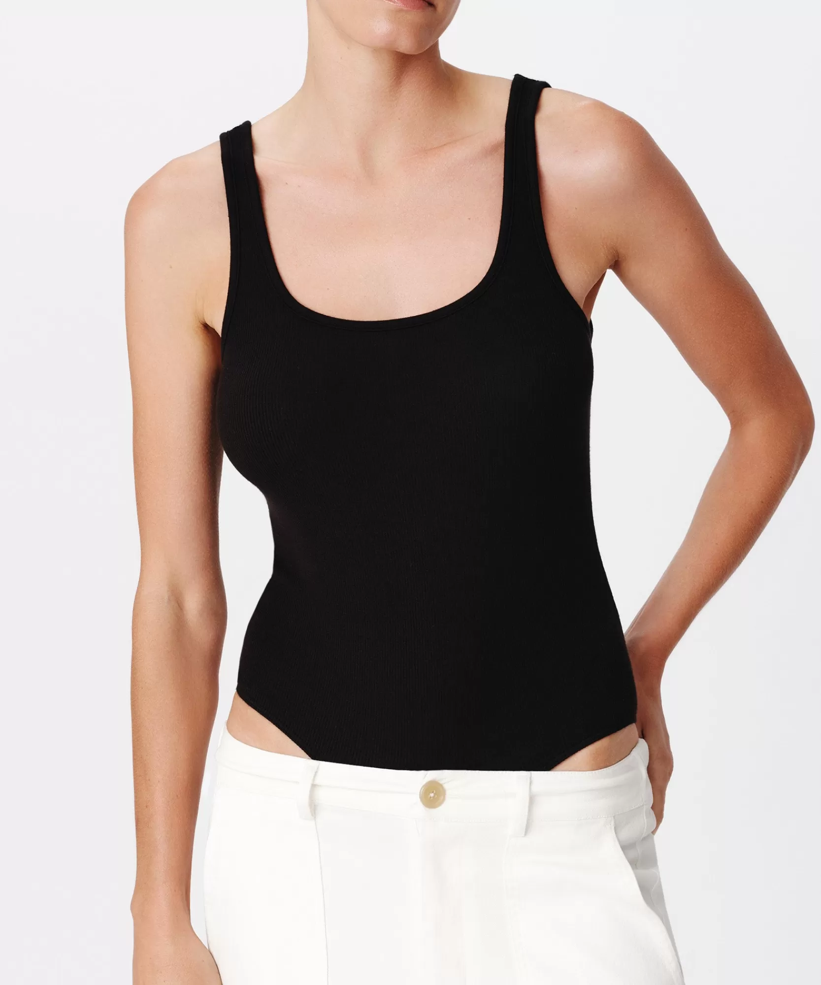 Women ATM Anthony Thomas Melillo Tops & Jersey Shirts | Modal Rib Square Neck Bodysuit -