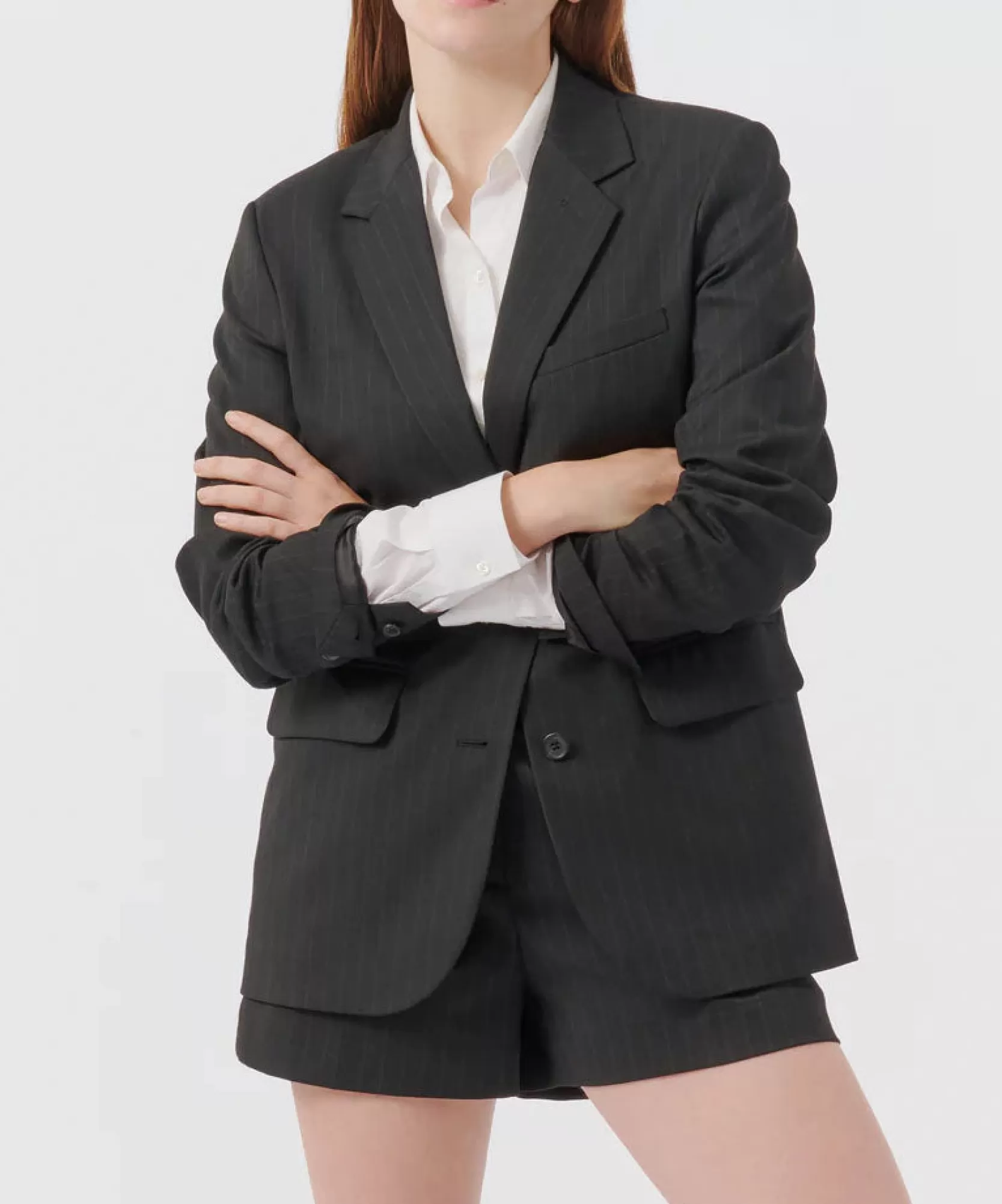 Women ATM Anthony Thomas Melillo Outerwear & Jackets | Pinstripe Twill Boyfriend Blazer -