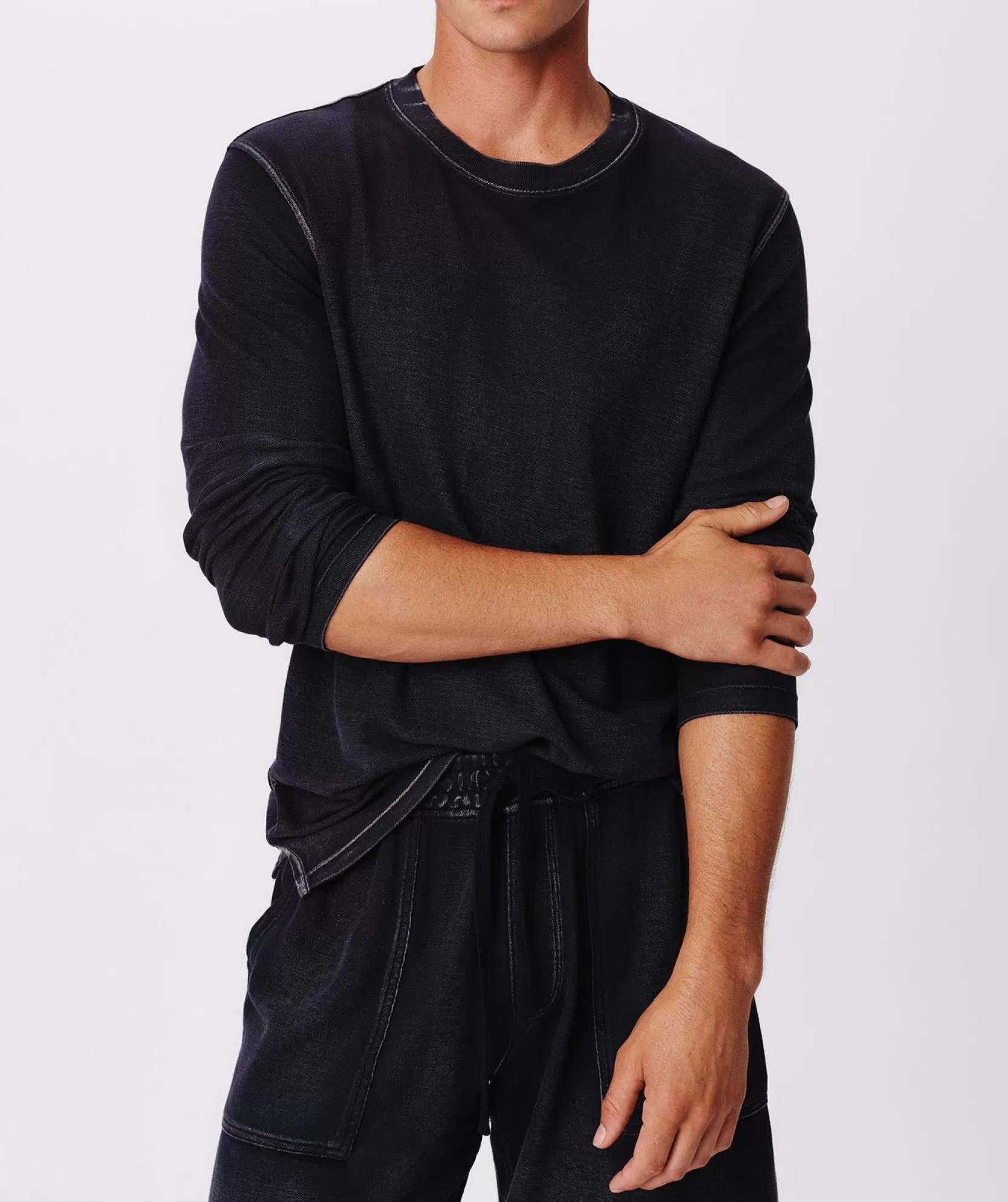 ATM Anthony Thomas Melillo T-Shirts | Pique With Wash Long Sleeve Crew Neck Top -