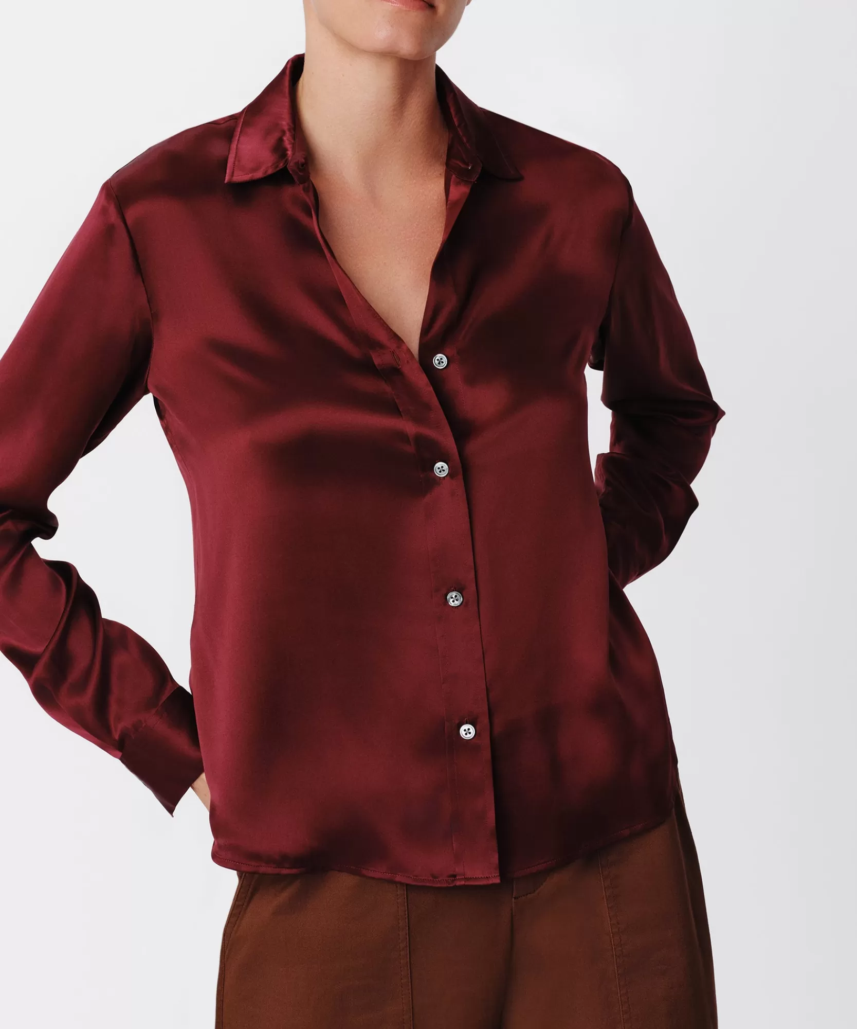 Women ATM Anthony Thomas Melillo Tops & Jersey Shirts | Silk Charmeuse Classic Shirt -