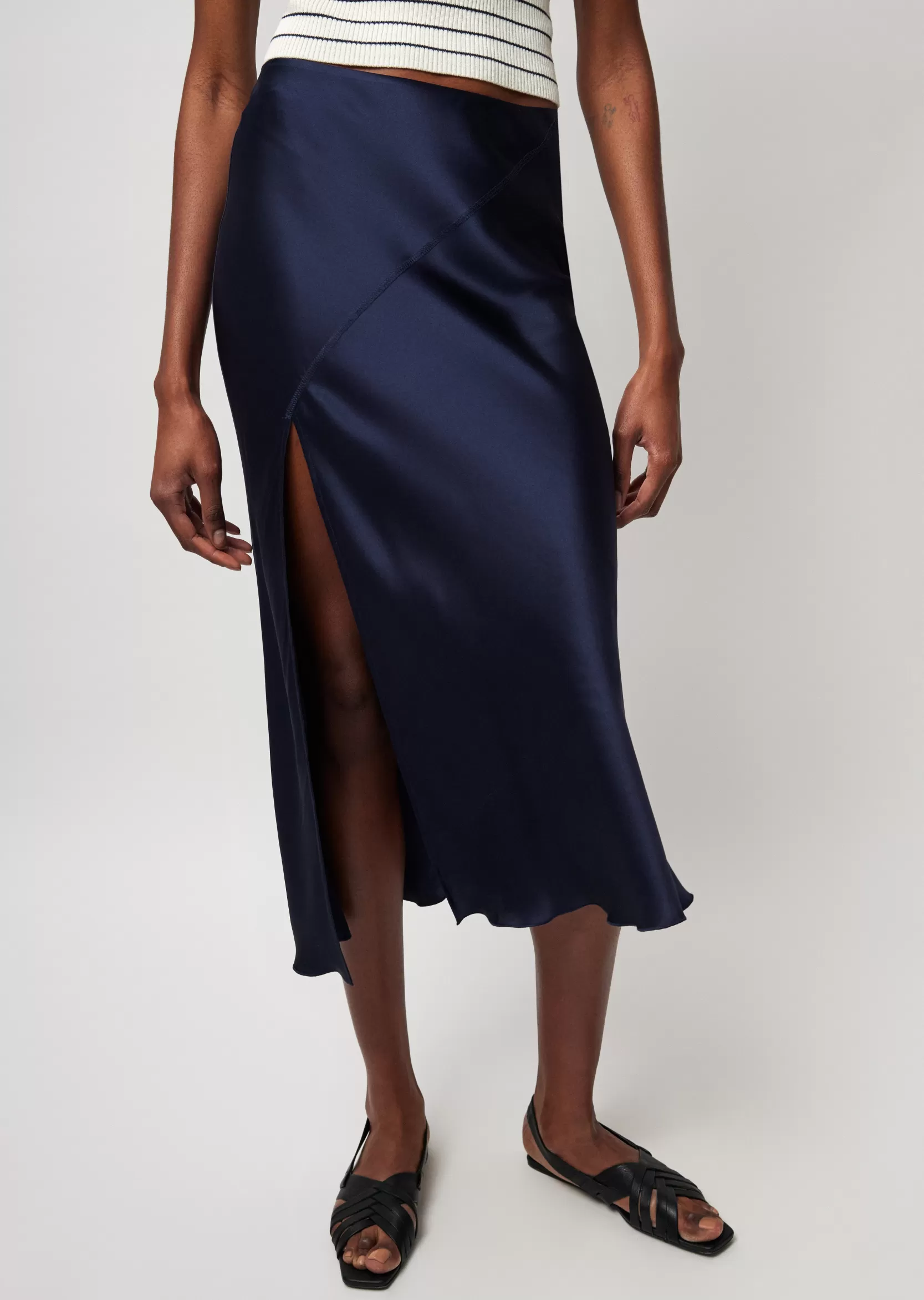 Women ATM Anthony Thomas Melillo Skirts & Shorts | Silk Charmeuse Slit Detail Midi Skirt -