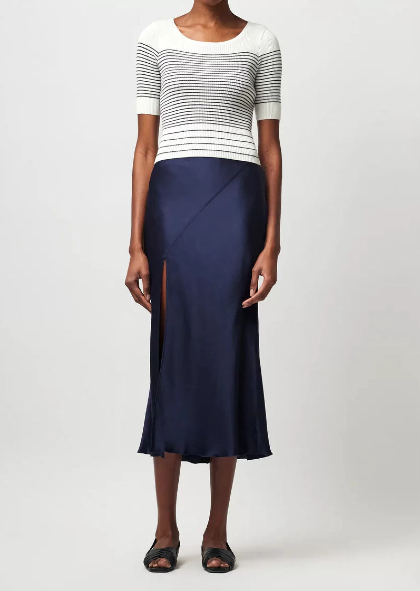 Women ATM Anthony Thomas Melillo Skirts & Shorts | Silk Charmeuse Slit Detail Midi Skirt -