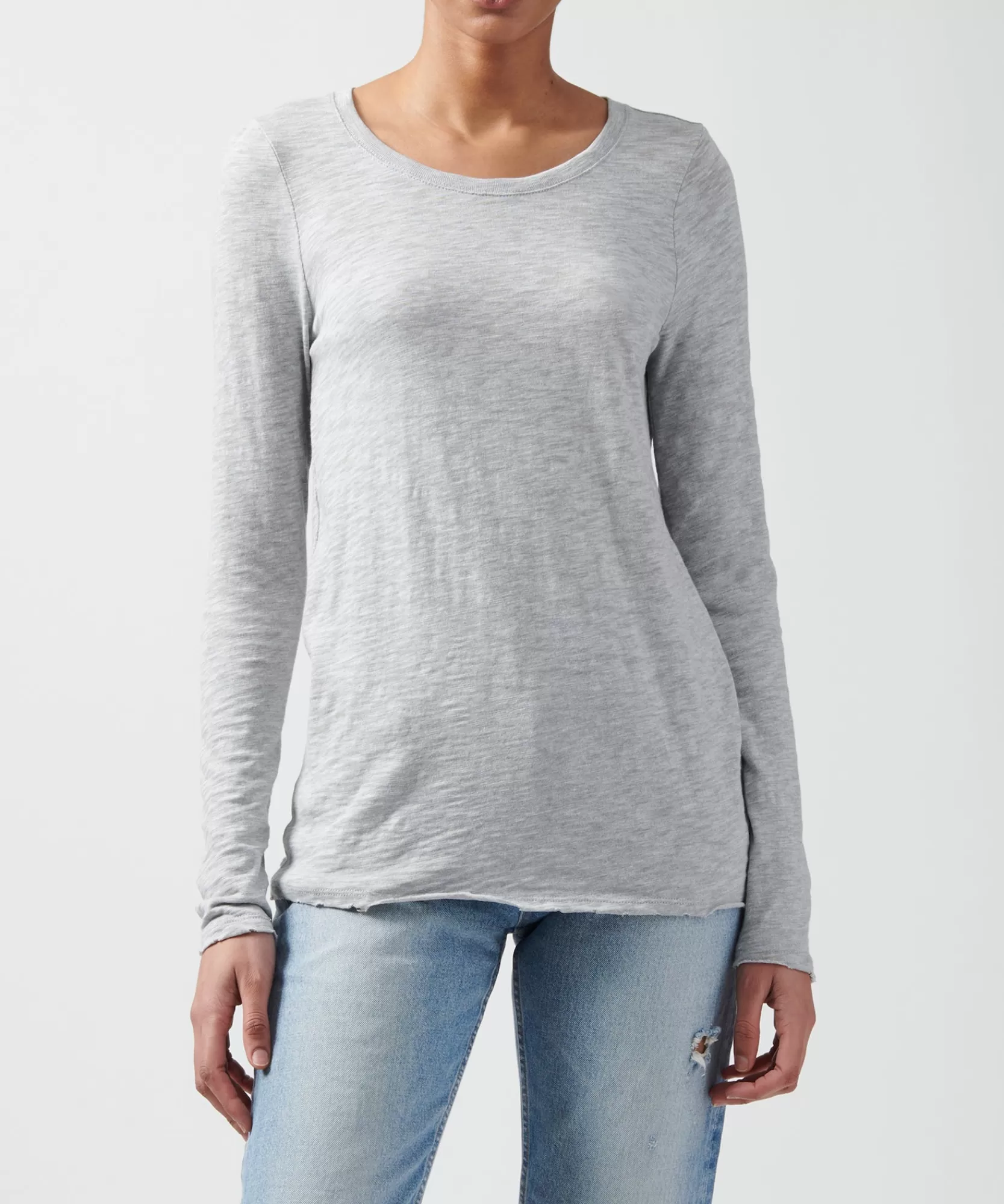 Women ATM Anthony Thomas Melillo Tops & Jersey Shirts | T-Shirts | Slub Jersey Long Sleeve Destroyed Wash Tee -