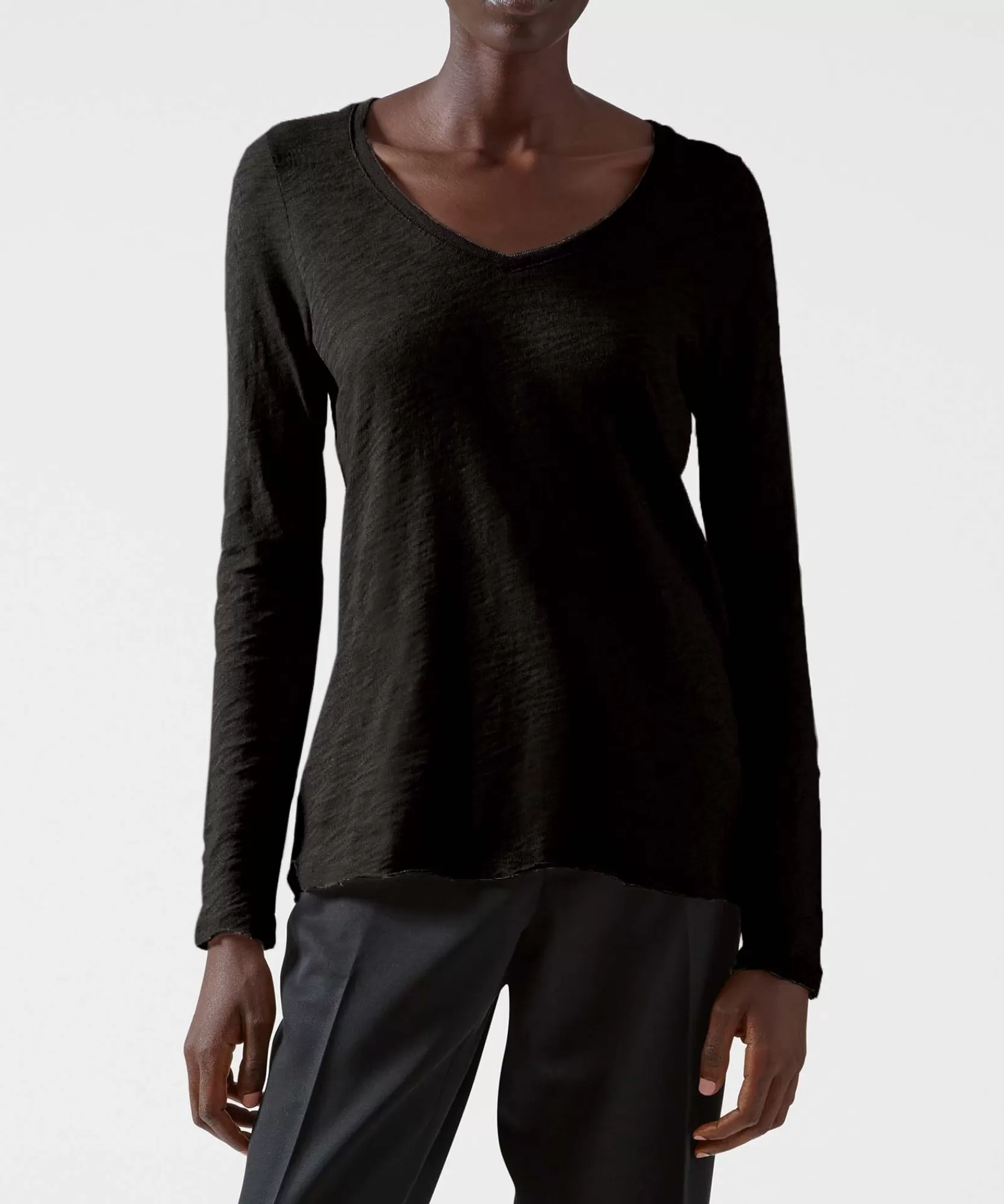 Women ATM Anthony Thomas Melillo T-Shirts | Tops & Jersey Shirts | Slub Jersey Long Sleeve V-Neck Tee -