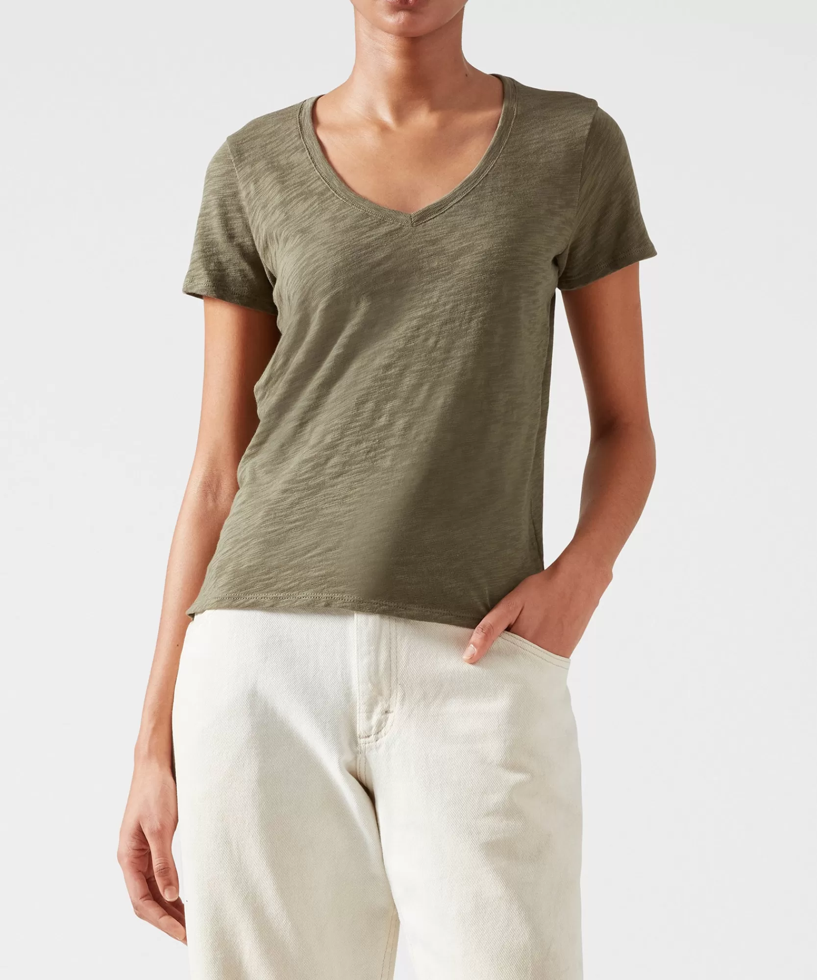 Women ATM Anthony Thomas Melillo Tops & Jersey Shirts | T-Shirts | Slub Jersey Schoolboy V-Neck Tee -