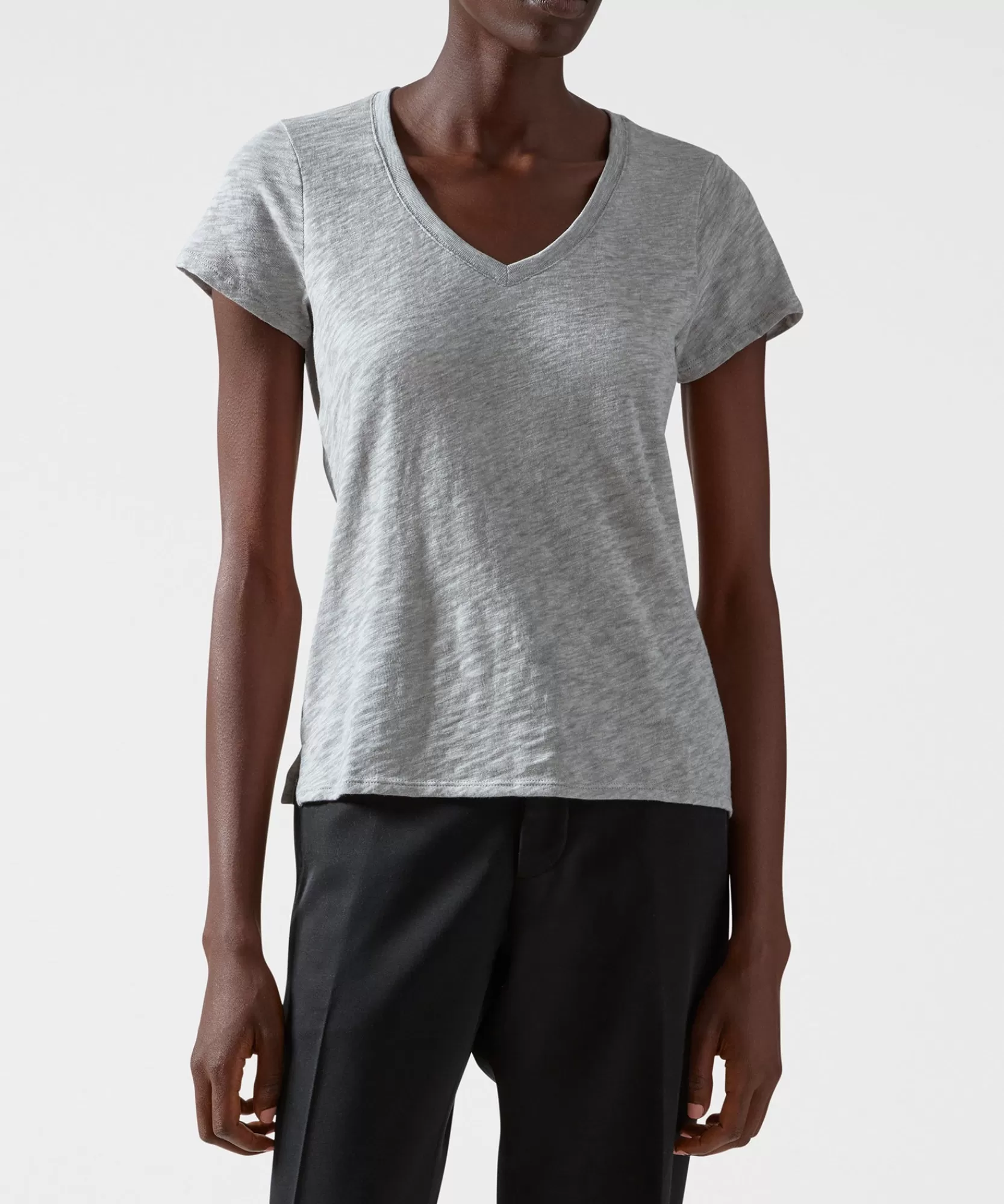 Women ATM Anthony Thomas Melillo Tops & Jersey Shirts | T-Shirts | Slub Jersey Schoolboy V-Neck Tee -