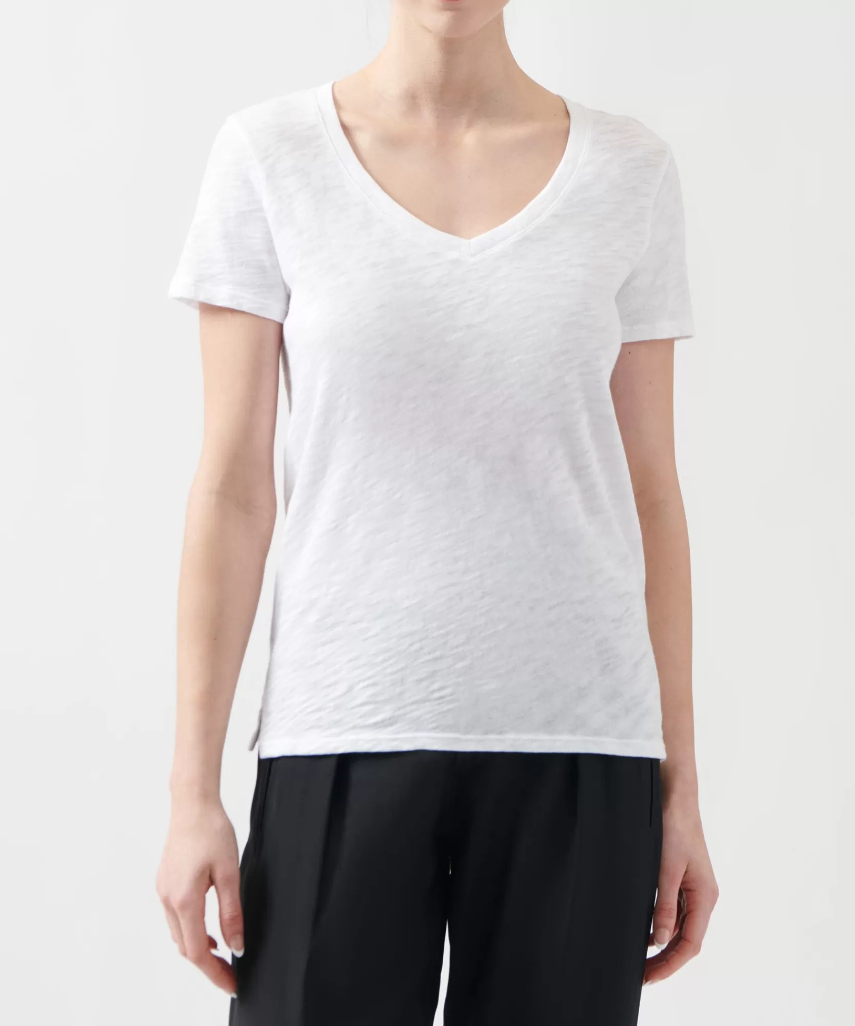 Women ATM Anthony Thomas Melillo Tops & Jersey Shirts | T-Shirts | Slub Jersey Schoolboy V-Neck Tee -