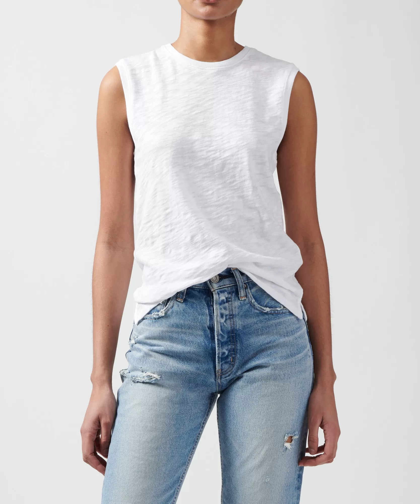 Women ATM Anthony Thomas Melillo Tops & Jersey Shirts | T-Shirts | Slub Jersey Sleeveless Schoolboy Tee -